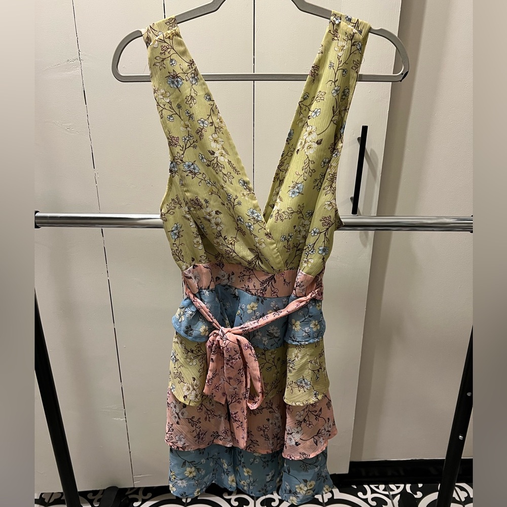 Multicolor tiered floral dress